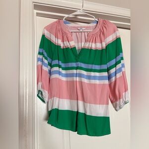 crown & ivy Pink and Green Striped Blouse